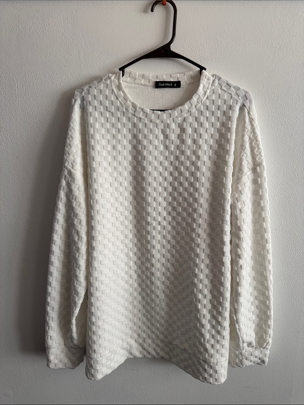 Automet Trendy White Textured Checkered Crewneck size XL - Picture 2 of 4
